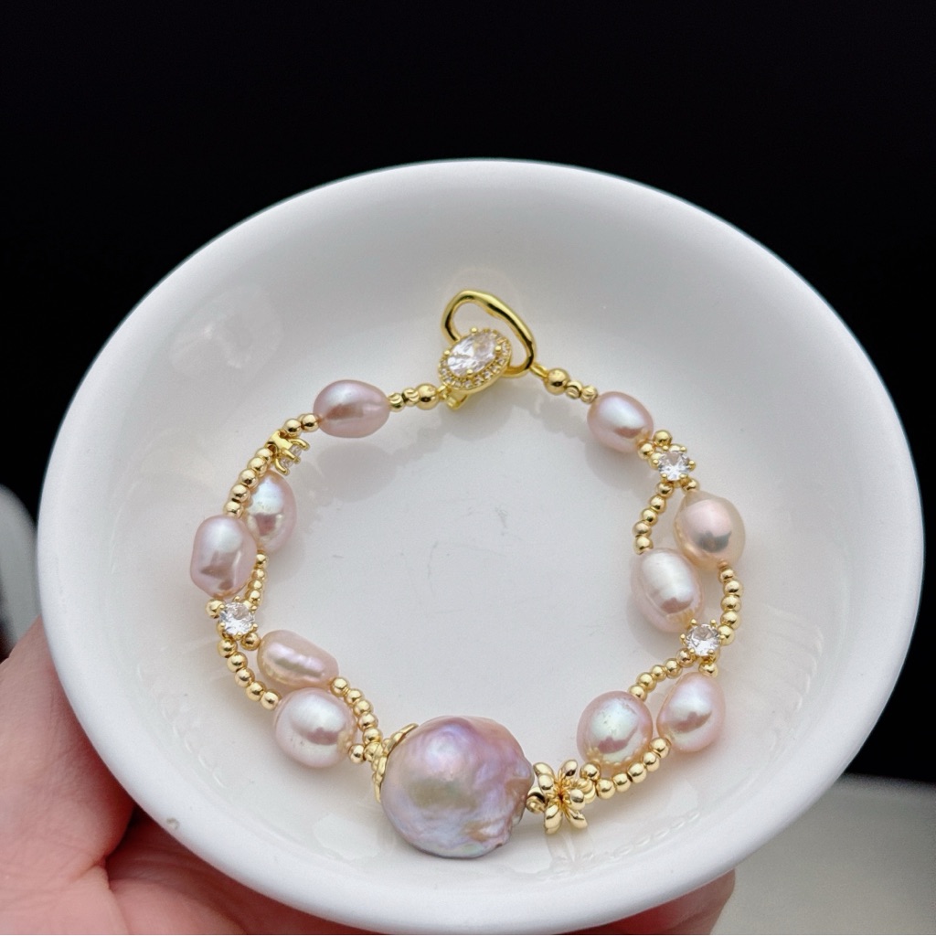 26x5 Handmade Freshwater Baroque Pearl Necklace Bracelet 2in1